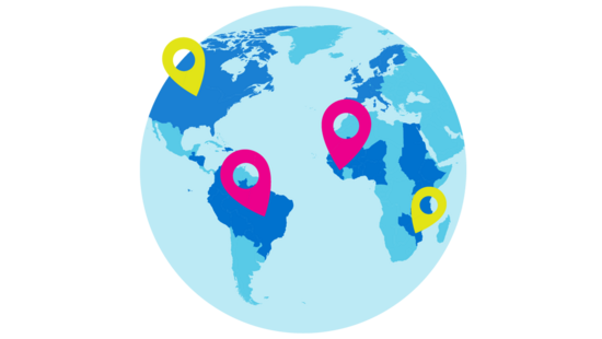 Icon: Weltkarte mit verschiedenen Standorten